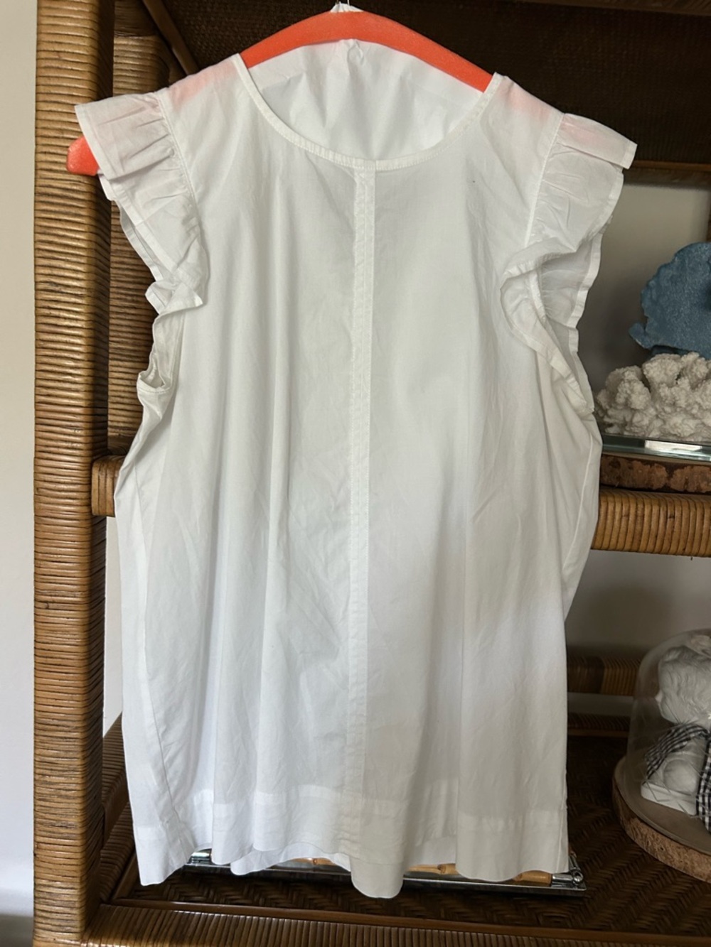 Loft Classic White Ruffle Sleeve Women's Top